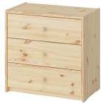 Commode 3 tiroirs Rast - en pin, 60x35x59 cm (en magasin)
