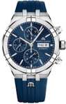 Montre automatique Maurice Lacroix Aikon Chronograph AI6038-SS000-430-4 — 44 mm, saphir, 200 m, bracelet caoutchouc bleu