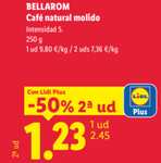 Nuevo Folleto Lidl Alimentación (del 26/10 al 01/11): Café natural Bellarom a 1,23€ la 2ª ud (-50% con Lidl Plus), Pizzas Deluxe, Carnes...