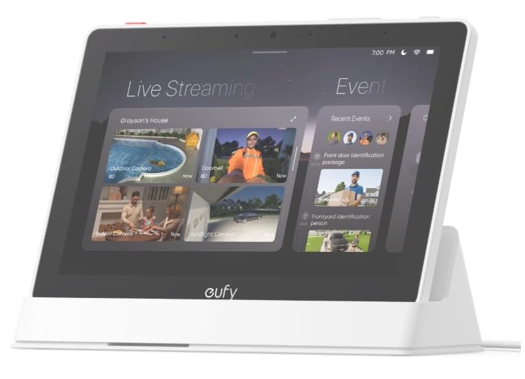 eufy Smart Display, Smart Home Hub, 8-tums kontrollpanel, kompatibel med eufy Security-enheter, fyra vyer på en skärm (renoverad)