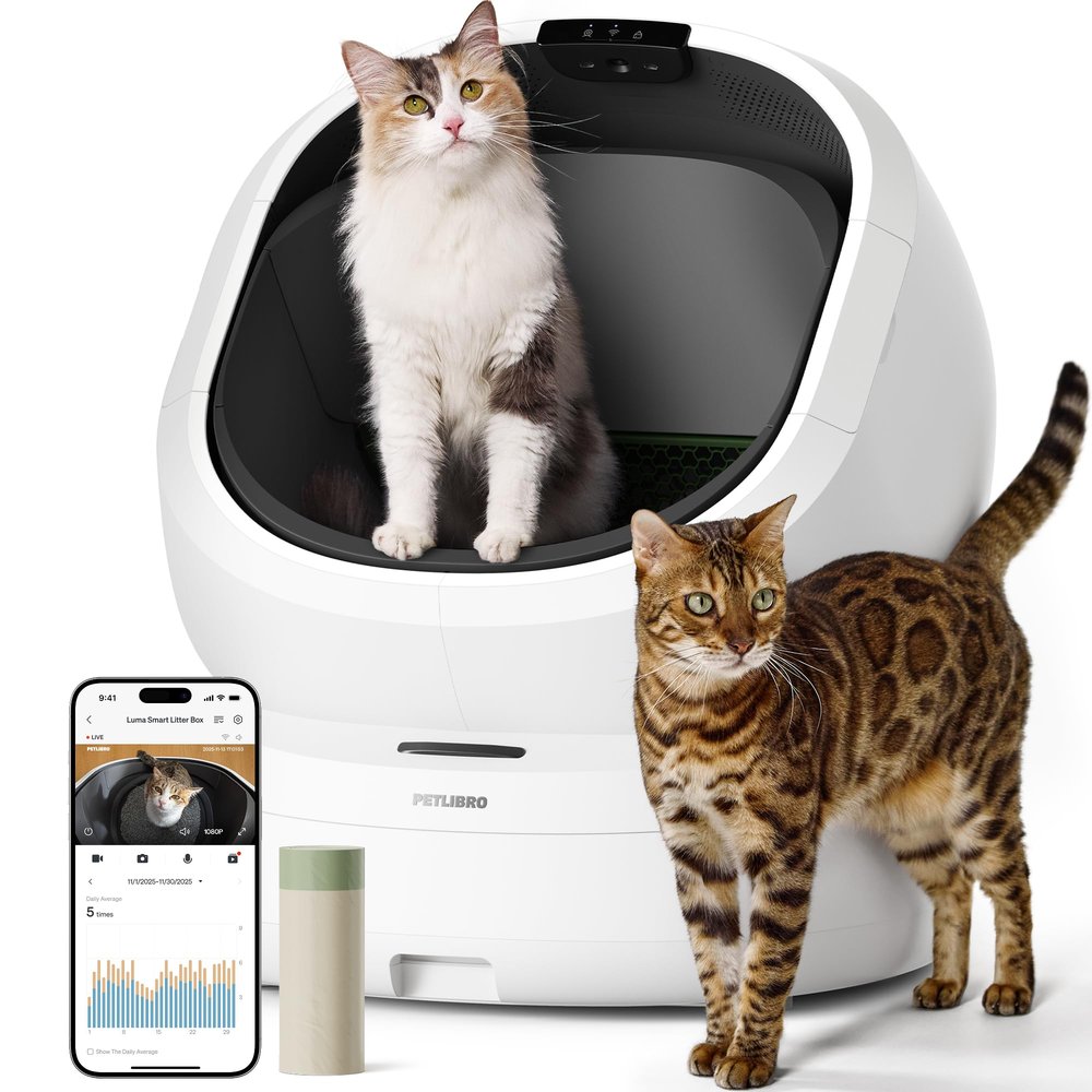 PETLIBRO Luma automatische zelfreinigende kattenbak met AI-camera, 24/7 geurcontrole, multi-katherkenning tot 10 katten, app-tracking, veiligheidssensoren, grote open bovenkant