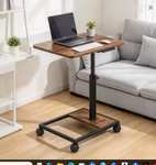 Mesa para portátil en forma de C con altura ajustable y ruedas – Mesa auxiliar para sofá y sillón, diseño compacto y fácil de transportar