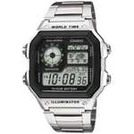 Montre Casio AE-1200WHD-1AVEF - Bracelet acier, heure mondiale, étanchéité 10 bar